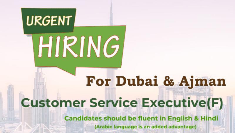 Urgent Hiring in Dubai & Ajman