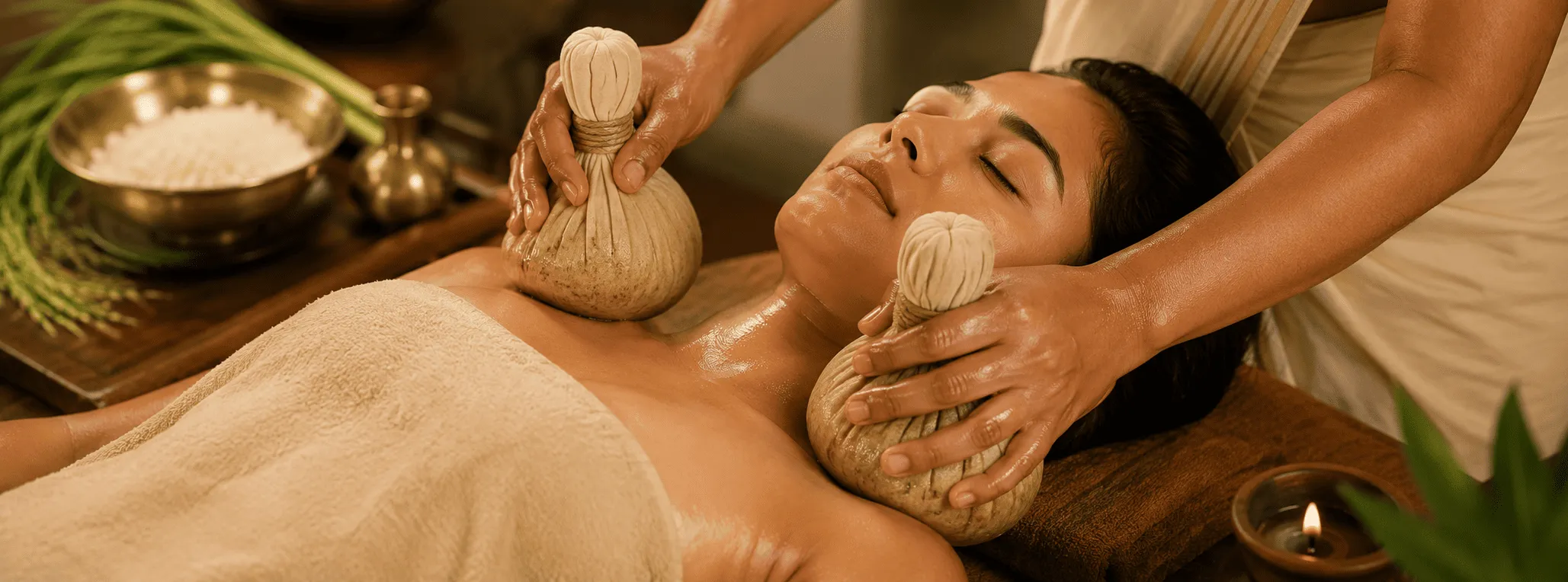 Njavarakizhi treatment (Ayurvedic rice pouch therapy)